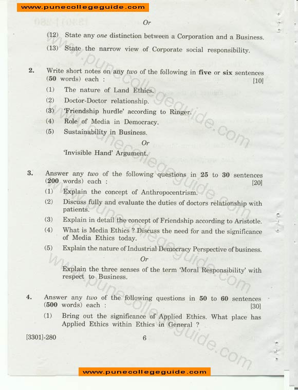 Philosophy, General Paper II, (Saints of India) , exam paper set
