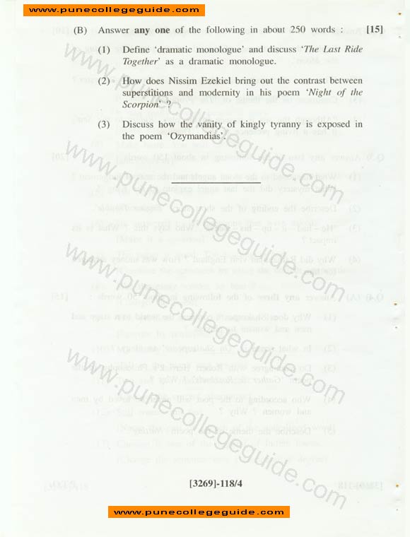 Additional English, pune university question paper