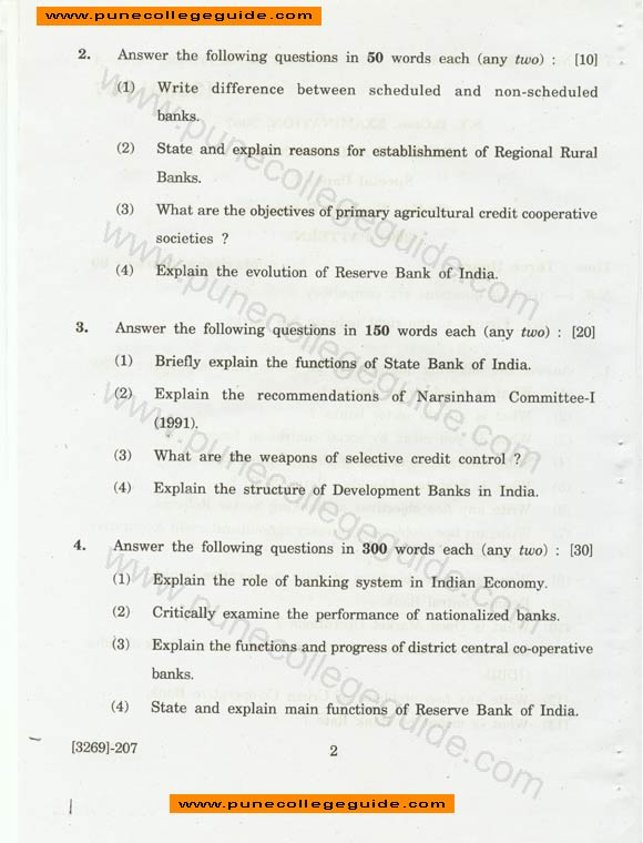 Banking And Finance question paper