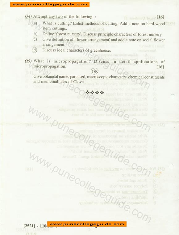 Botany I morphology, anatomy and plant ecology  (old course), question paper