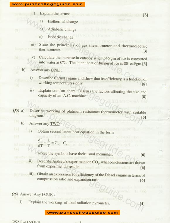 Physics I machines and properties of matter heat and thermodynamics (old course), exam paper