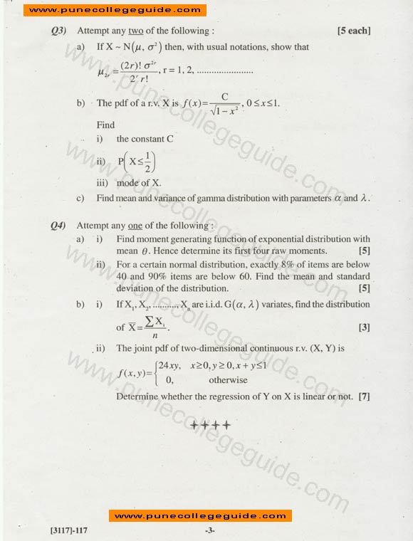 Pune university,  Statistic: Continuous Probability Distribution