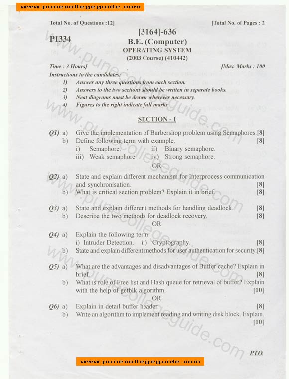 Operating System question paper