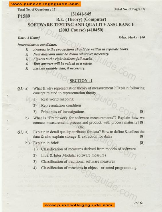 Software Testing and quality Assurance question paper