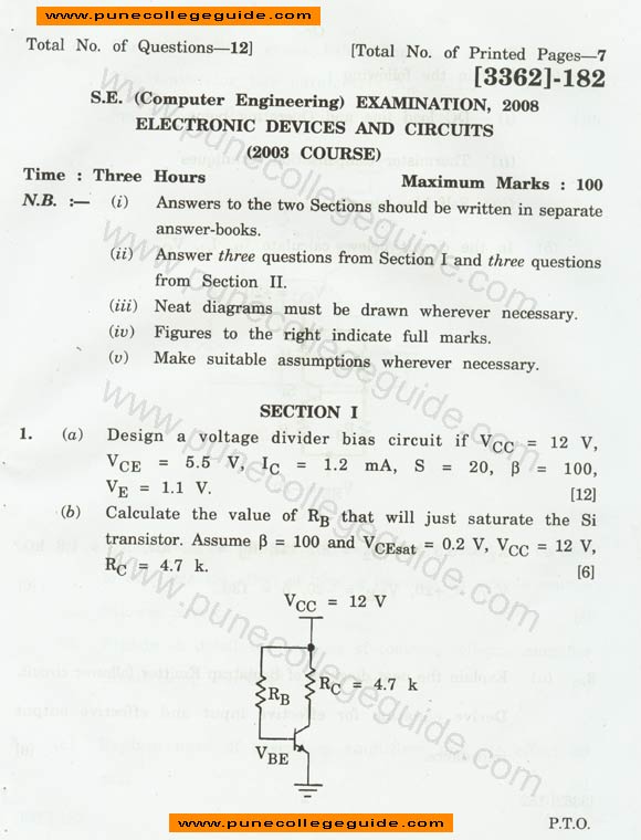 Electronic Devices and Circuits question paper