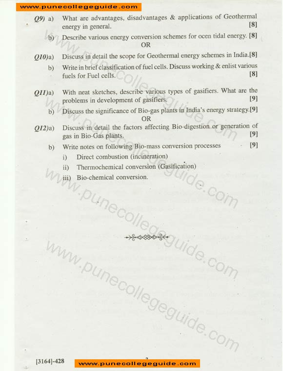 Alternative Energy Sources old question paper, paper set