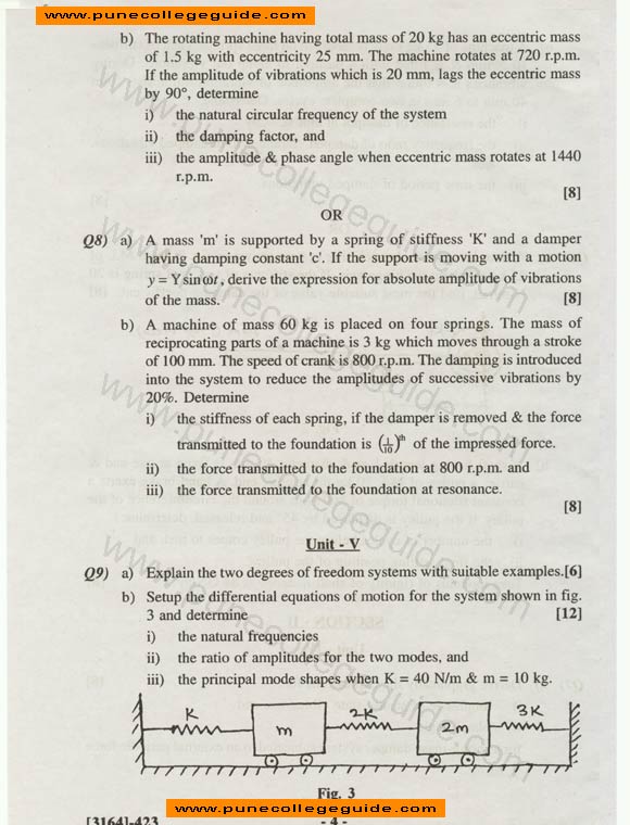 Dynamics of Machinery old question paper