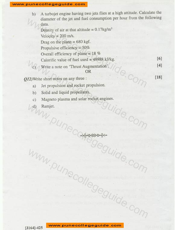 question paper Gas Turbines and Jet Propulsion