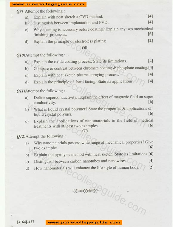 Materials Engineering and Their Processing previous year paper