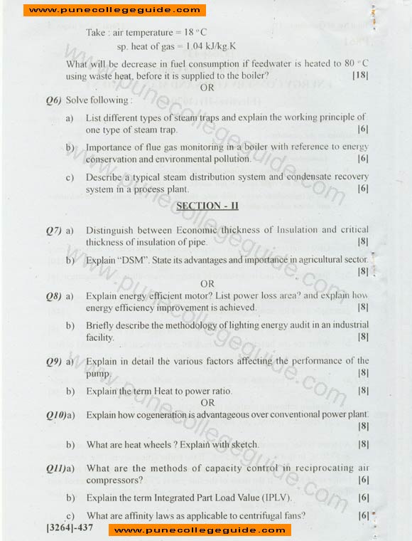 Energy Conservation and Management, exam paper