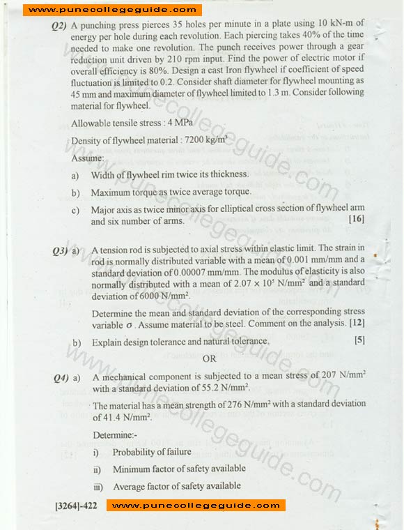 Mechanical System Design exam paper