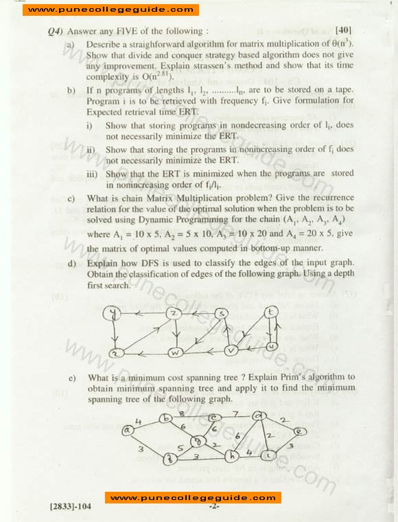 Design and Analysis of Algorithms, MCS. Pune university