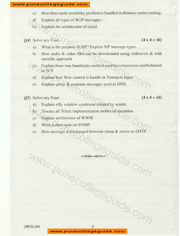 Advanced Networking, Question paper