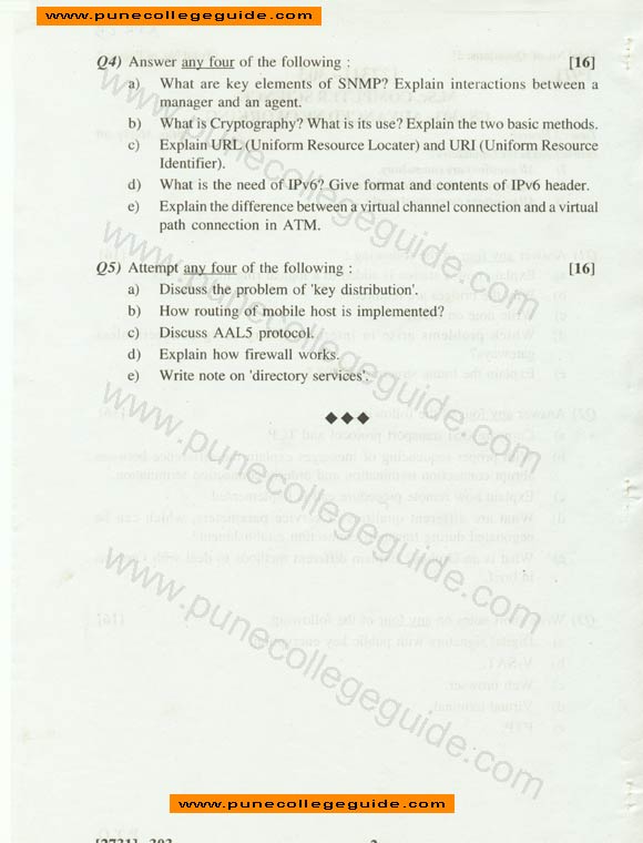 Advanced Networking, question paper