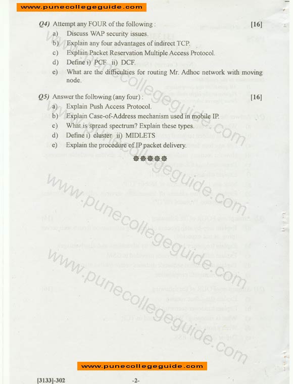 Mobile Computing, question paper